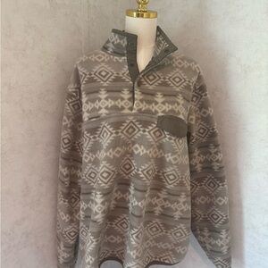 Men's Geo-Pattern Pullover Fleece Sweater - Taupe Gray